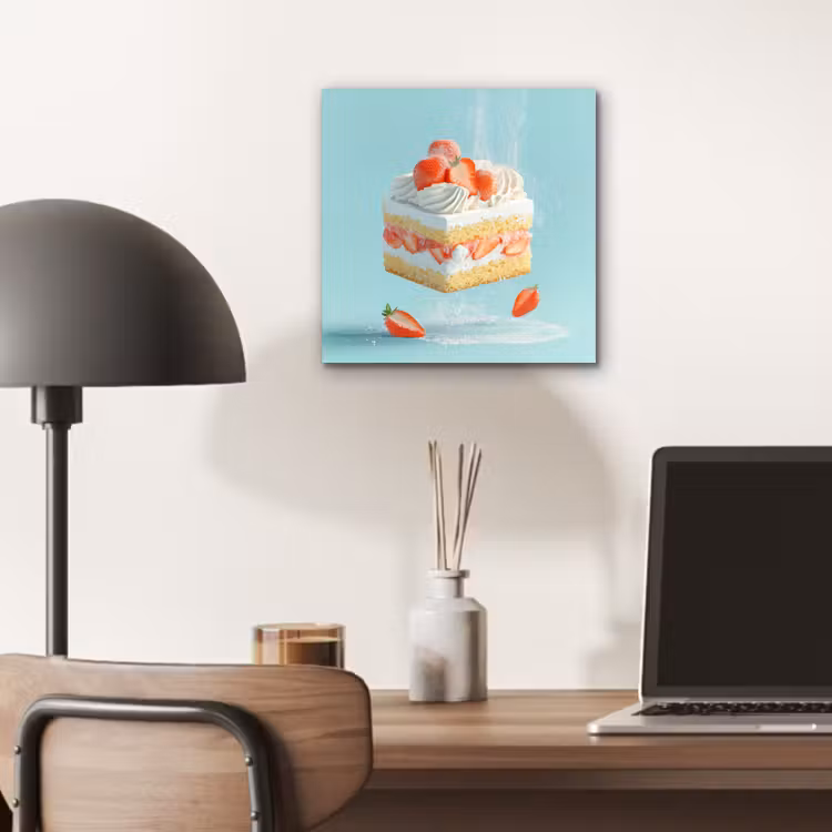 Aluminium schilderij - Slagroom - Taart - Blauw - Eten — 6