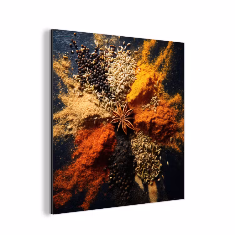 Aluminium schilderij - Specerijen - Explosie - Oranje — 1