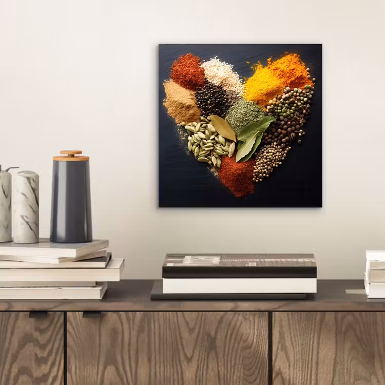 Aluminium schilderij - Specerijen - Mix - Hartvorm - Zwart — 2