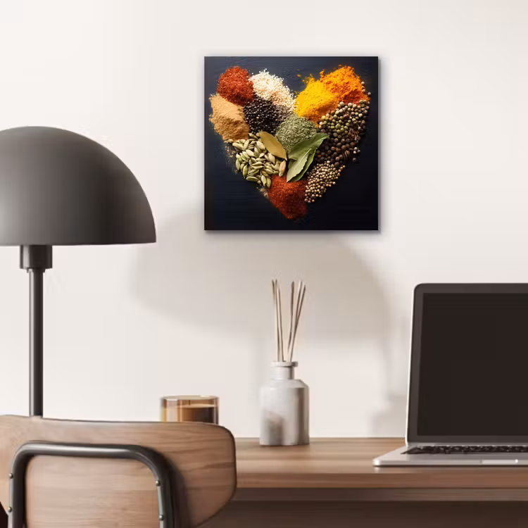 Aluminium schilderij - Specerijen - Mix - Hartvorm - Zwart — 6