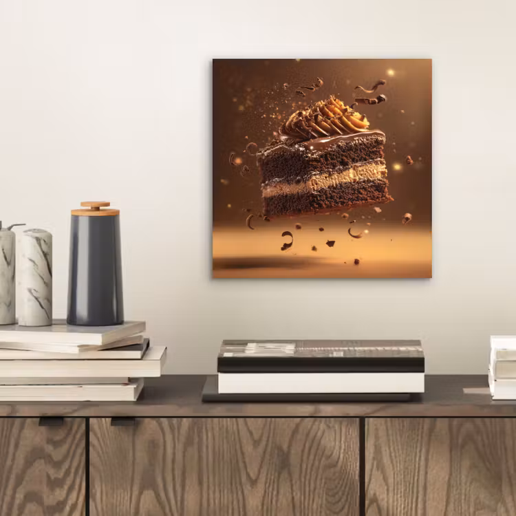 Aluminium schilderij - Taart - Chocolade - Eten - Brownie — 2