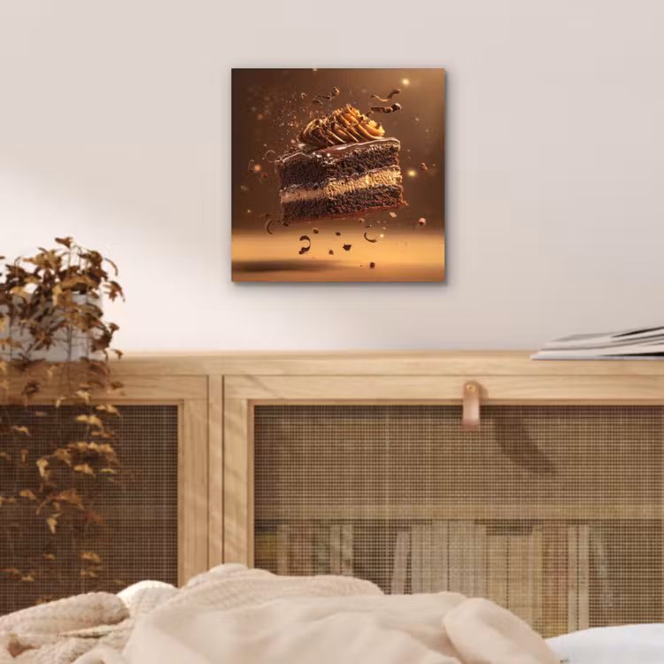 Aluminium schilderij - Taart - Chocolade - Eten - Brownie — 4