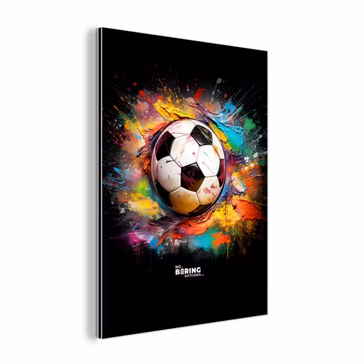 Aluminium schilderij - Voetbal omringd door verfklodders — 1