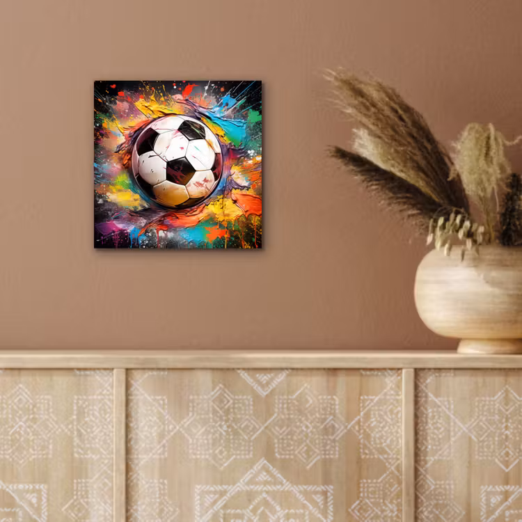 Aluminium schilderij - Voetbal - Verf - Kleuren - Zwart - Wit — 5