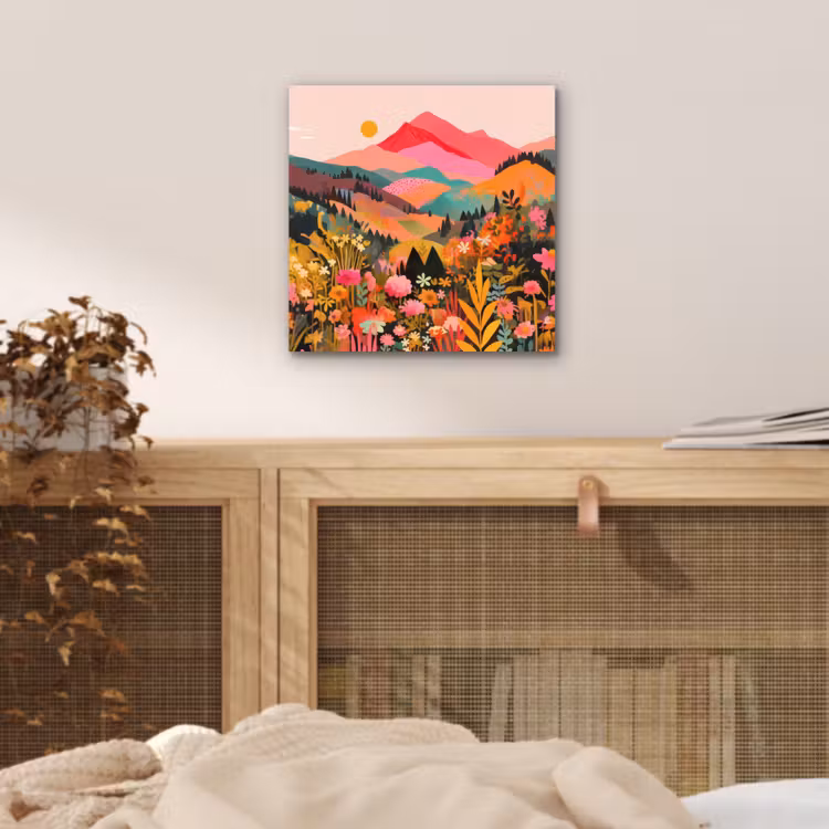 Aluminium schilderij - Zonsondergang - Bergvallei - Contrast — 4