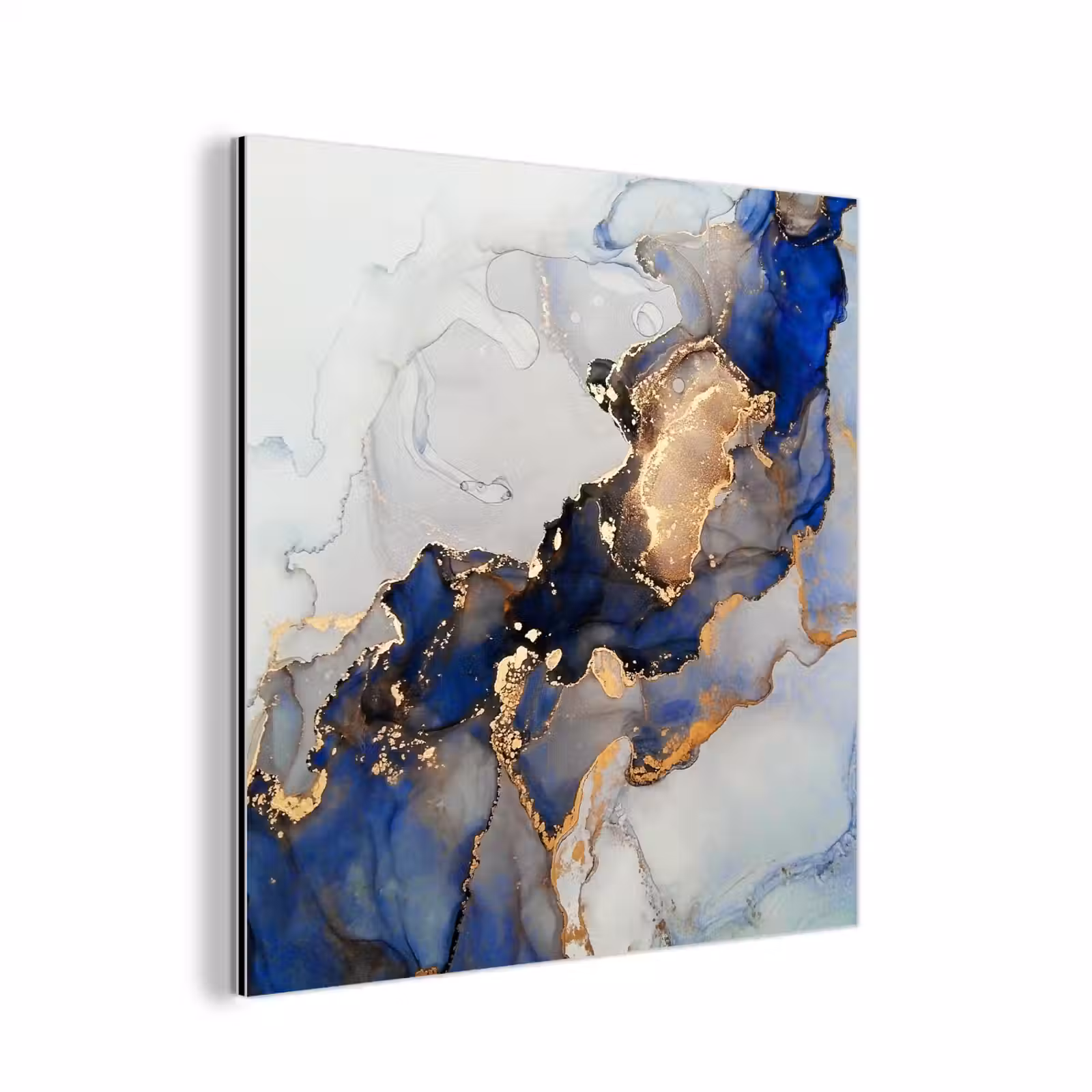 Aluminium schilderij - Marmer - Blauw - Goud — 1