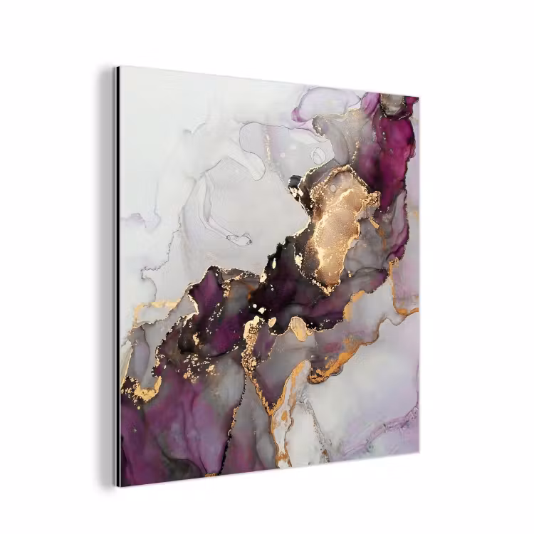 Aluminium schilderij - Marmer - Abstract - Goud - Paars — 1