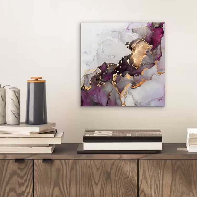 Aluminium schilderij - Marmer - Abstract - Goud - Paars — 2