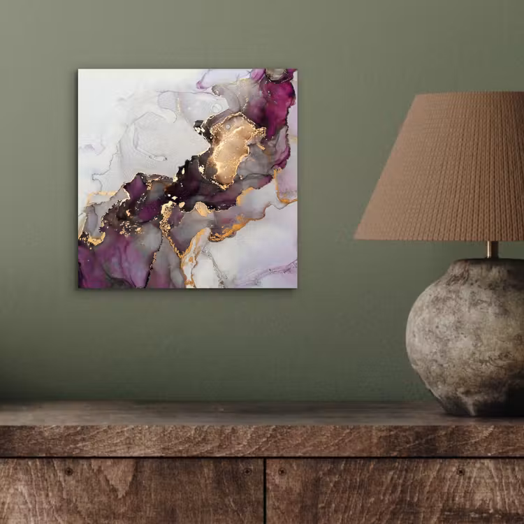 Aluminium schilderij - Marmer - Abstract - Goud - Paars — 3