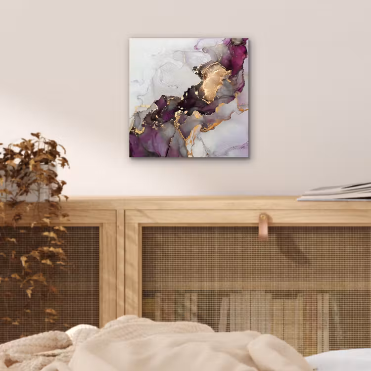 Aluminium schilderij - Marmer - Abstract - Goud - Paars — 4