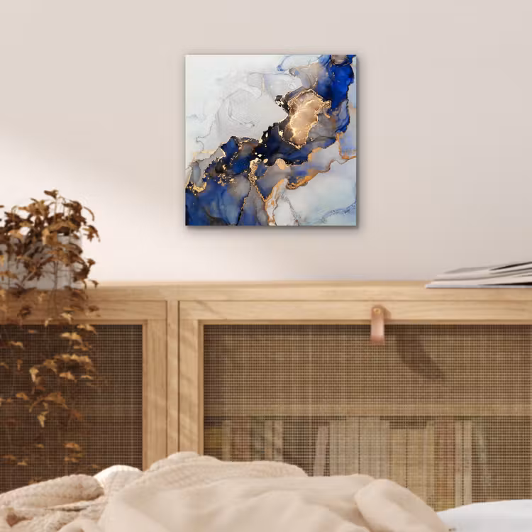 Aluminium schilderij - Marmer - Blauw - Goud — 4
