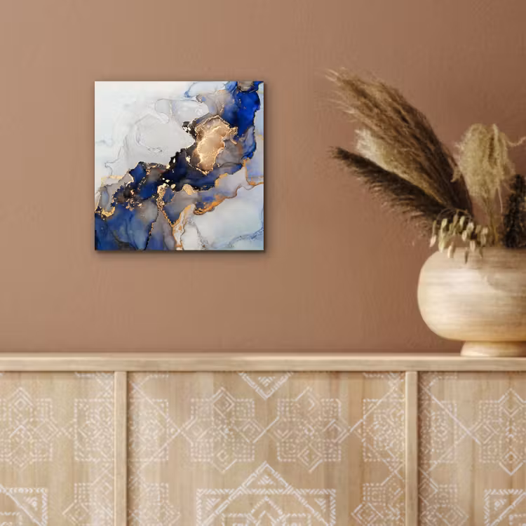Aluminium schilderij - Marmer - Blauw - Goud — 5