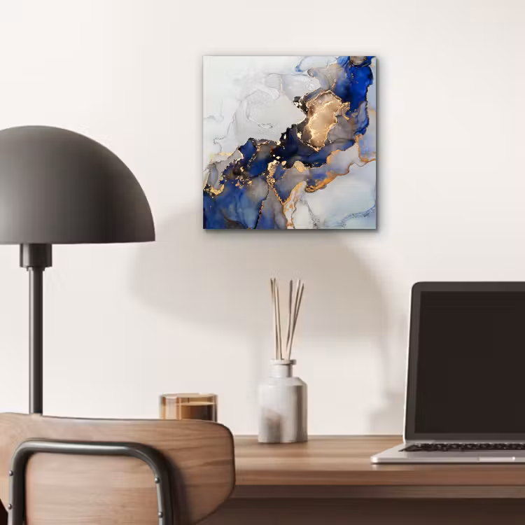Aluminium schilderij - Marmer - Blauw - Goud — 6