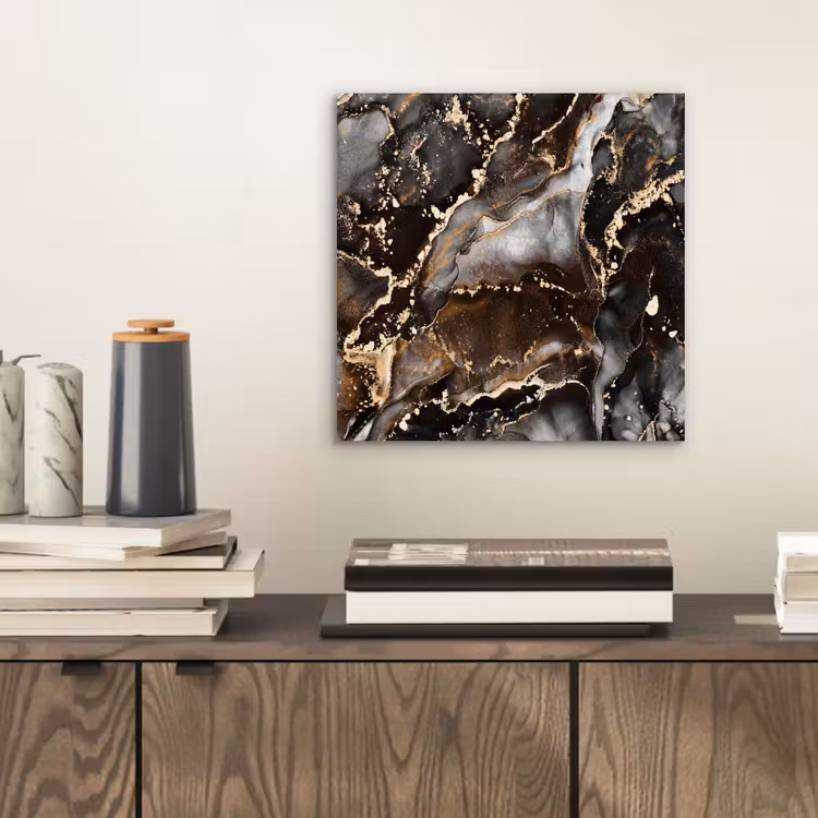 Aluminium schilderij - Marmer - Goud - Glitter - Luxe — 2