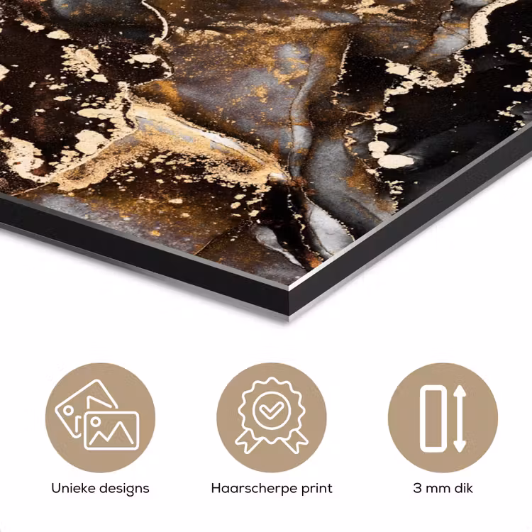 Aluminium schilderij - Marmer - Goud - Glitter - Luxe — 7