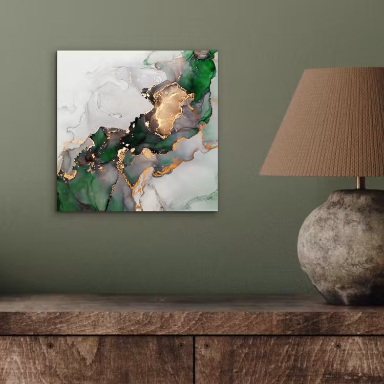 Aluminium schilderij - Marmer - Goud - Groen - Luxe — 3