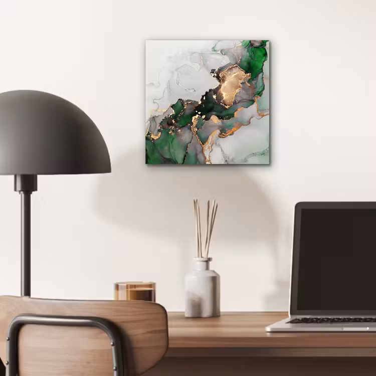 Aluminium schilderij - Marmer - Goud - Groen - Luxe — 6