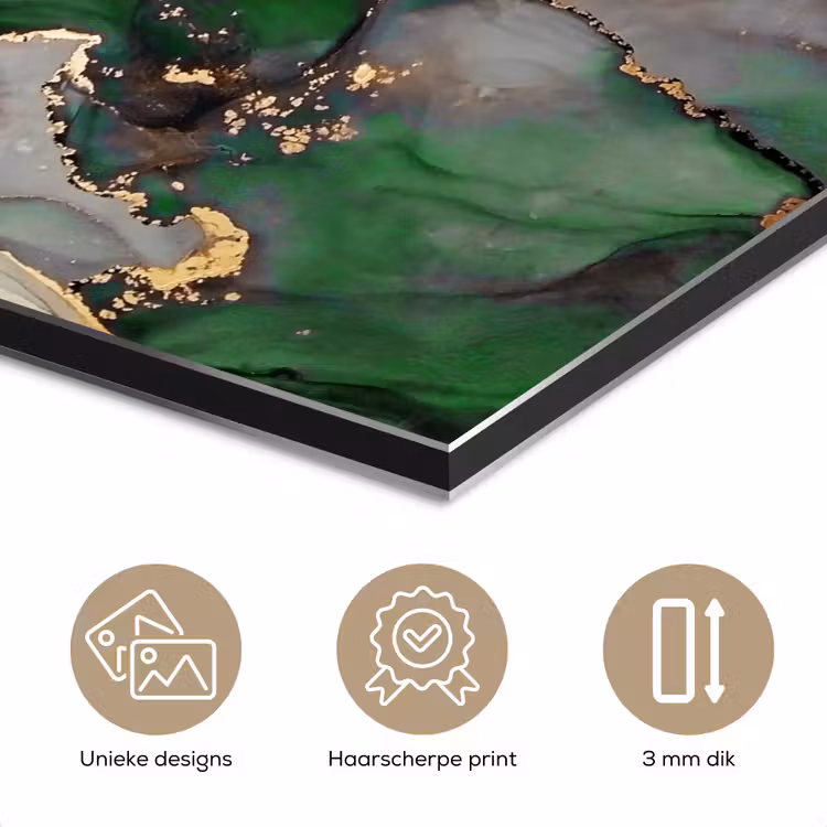 Aluminium schilderij - Marmer - Goud - Groen - Luxe — 7