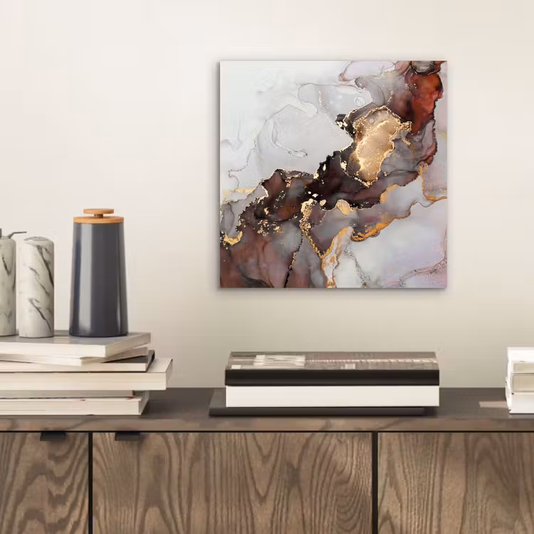 Aluminium schilderij - Rood - Marmer - Goud — 2