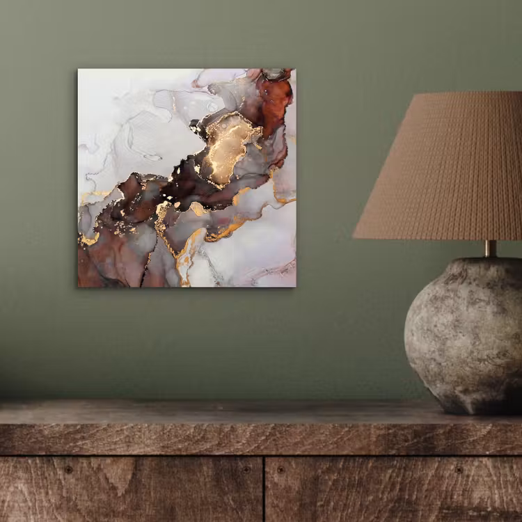 Aluminium schilderij - Rood - Marmer - Goud — 3
