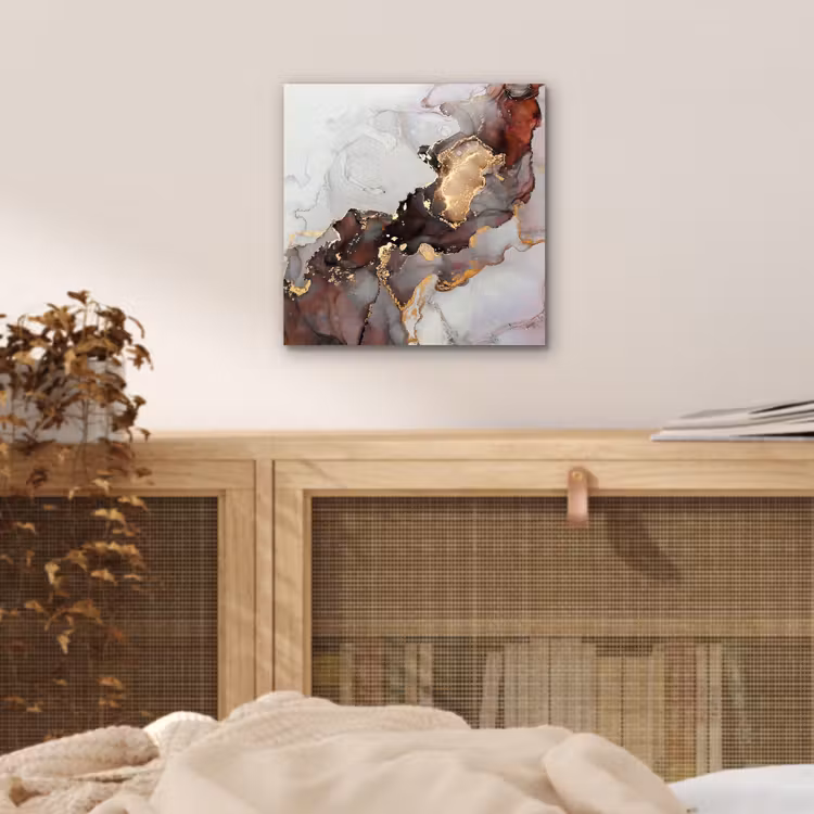 Aluminium schilderij - Rood - Marmer - Goud — 4