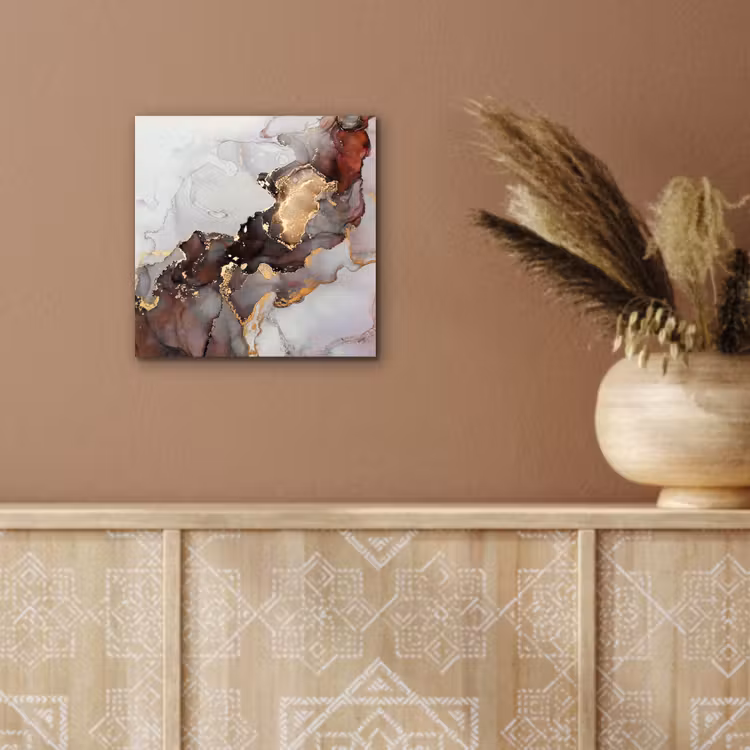 Aluminium schilderij - Rood - Marmer - Goud — 5