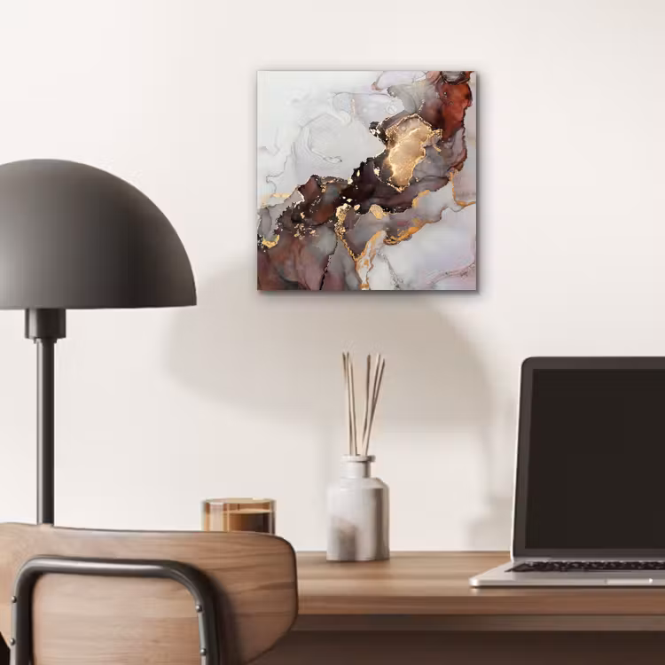 Aluminium schilderij - Rood - Marmer - Goud — 6