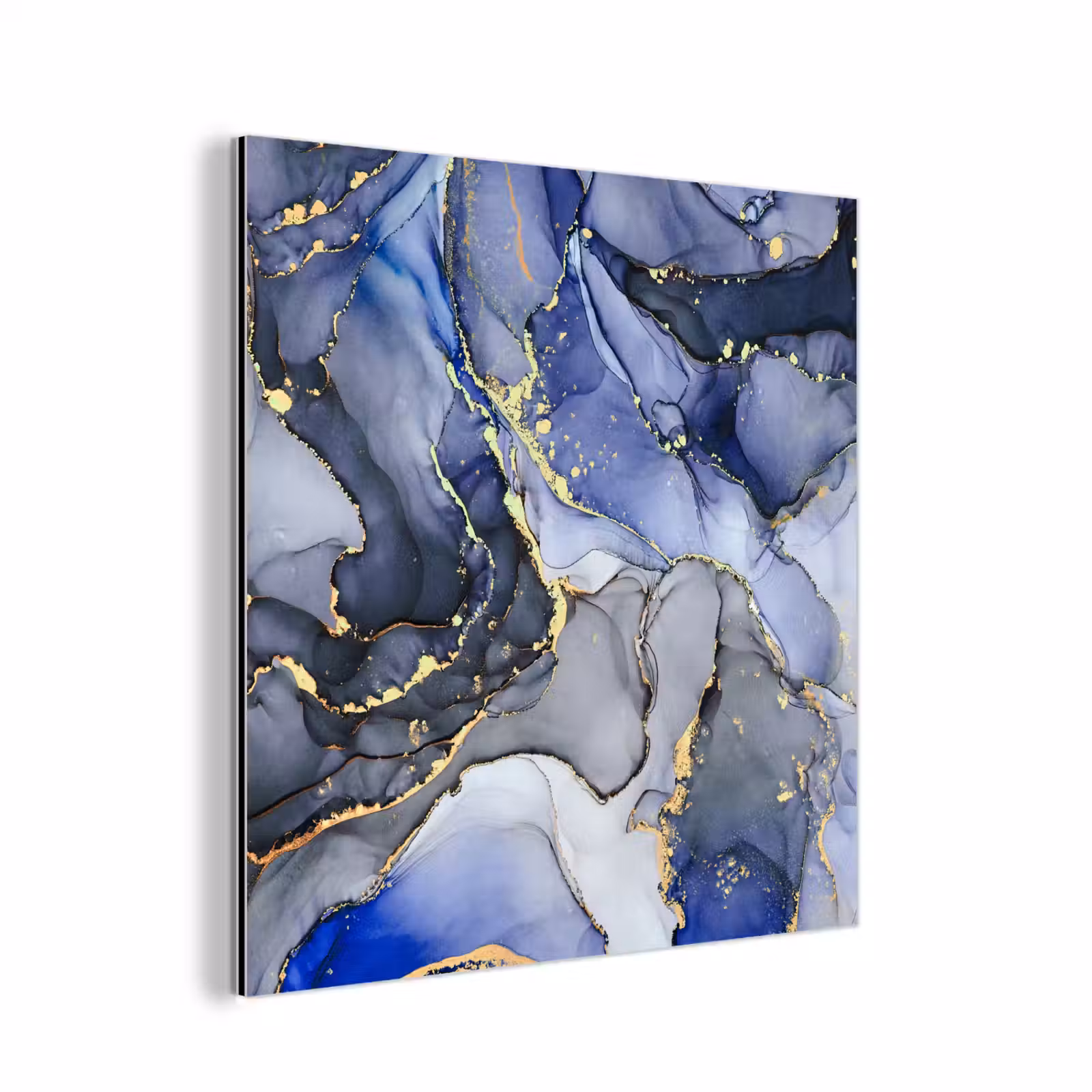 Aluminium schilderij - Marmer - Goud - Abstract - Blauw — 1