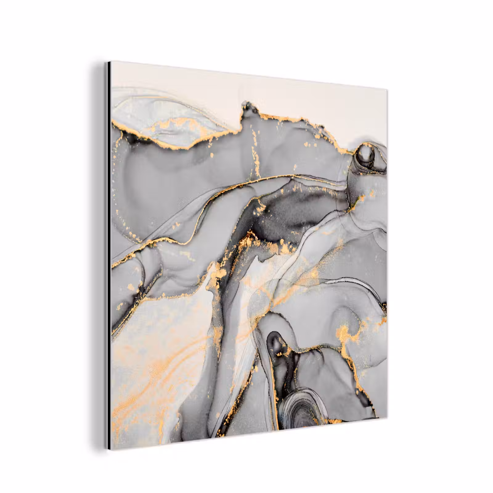 Aluminium schilderij - Marmer - Goud - Grijs — 1
