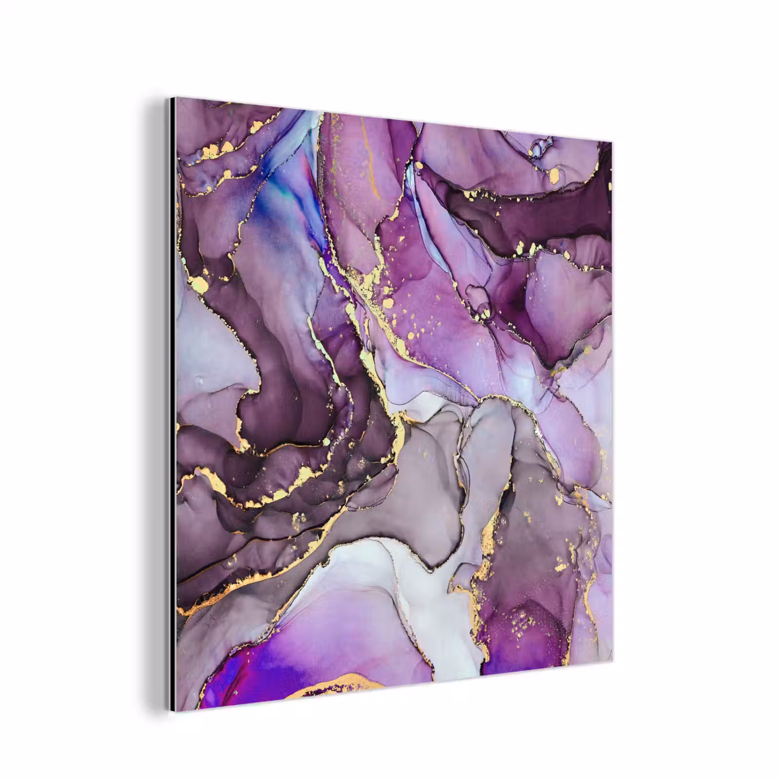 Aluminium schilderij - Marmer - Roze - Paars - Gold — 1