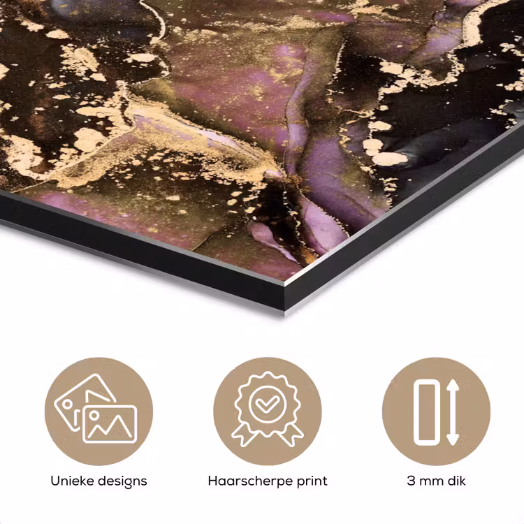 Aluminium schilderij - Marmer - Gold - Steen - Abstract — 7