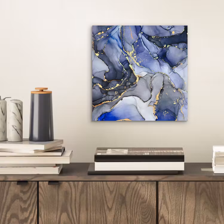 Aluminium schilderij - Marmer - Goud - Abstract - Blauw — 2