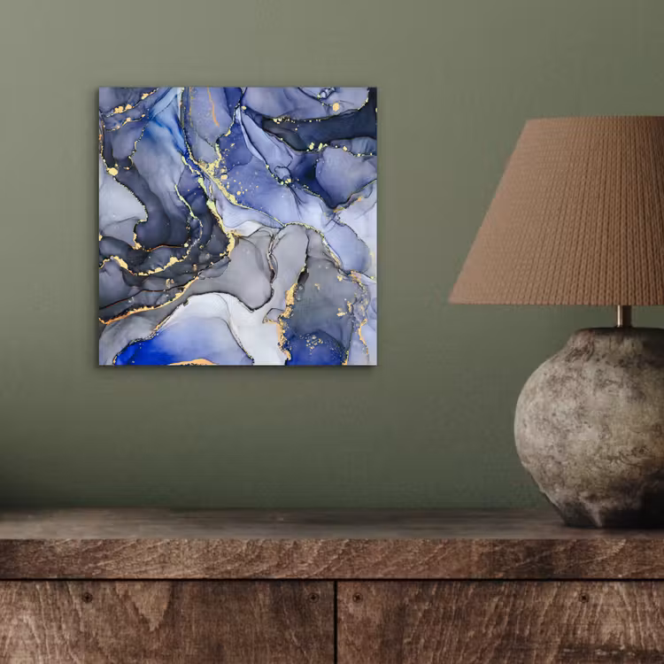 Aluminium schilderij - Marmer - Goud - Abstract - Blauw — 3