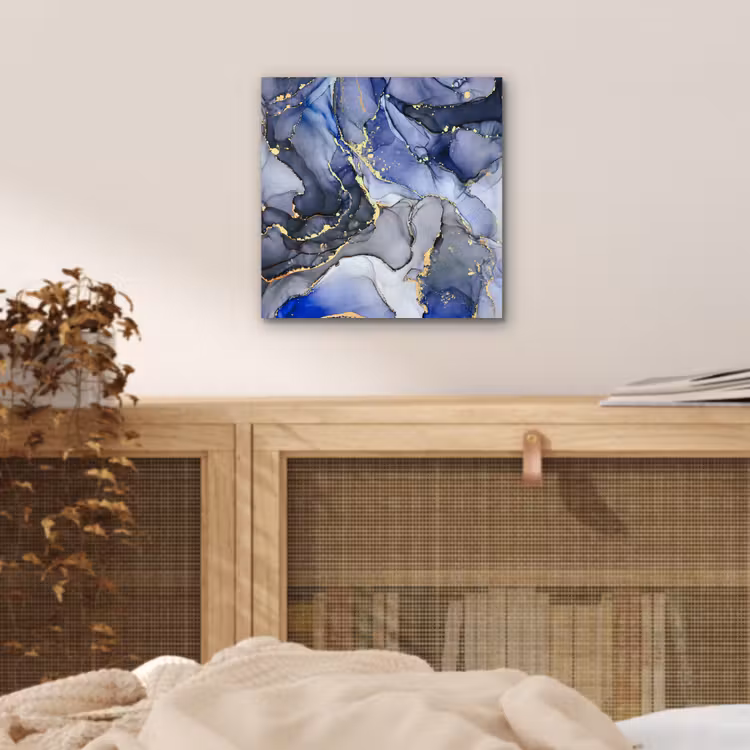 Aluminium schilderij - Marmer - Goud - Abstract - Blauw — 4