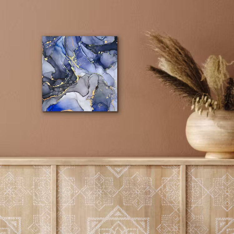 Aluminium schilderij - Marmer - Goud - Abstract - Blauw — 5