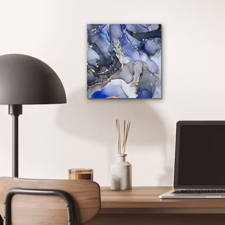 Aluminium schilderij - Marmer - Goud - Abstract - Blauw — 6