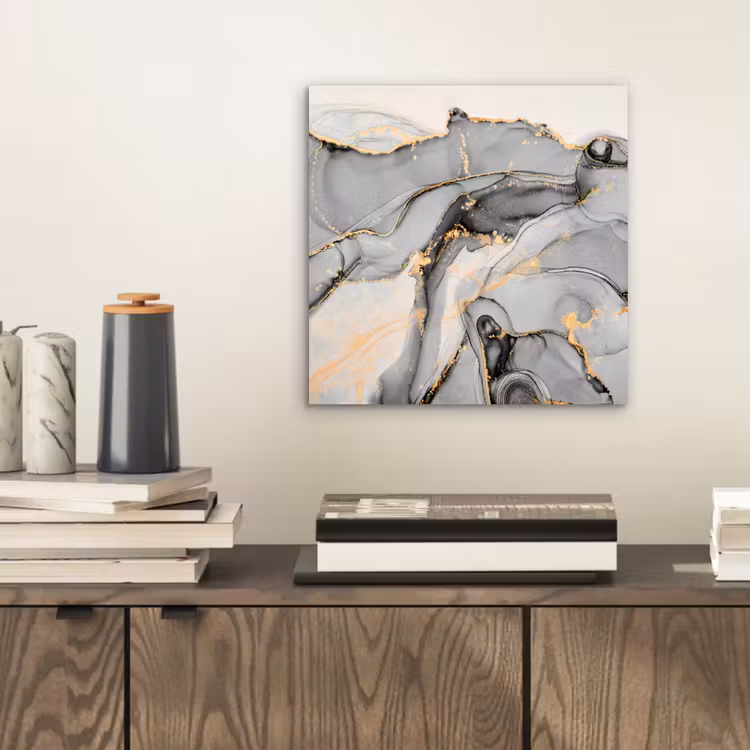 Aluminium schilderij - Marmer - Goud - Grijs — 2