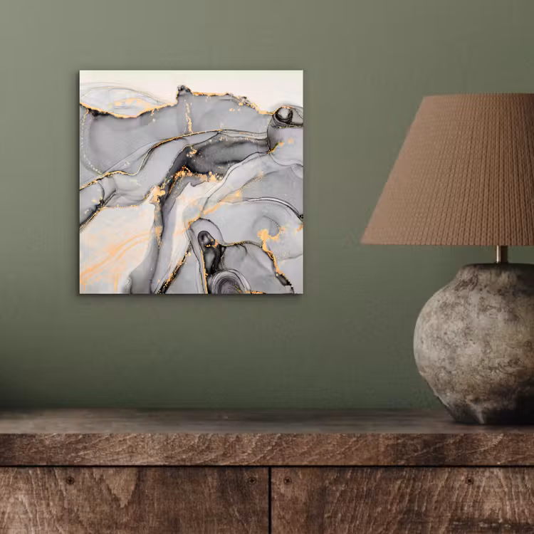 Aluminium schilderij - Marmer - Goud - Grijs — 3