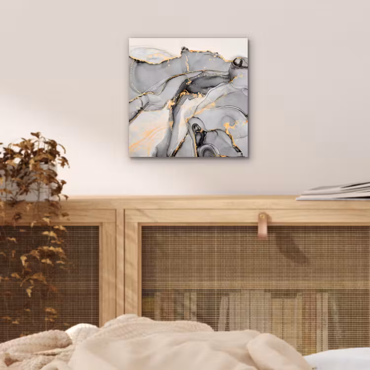 Aluminium schilderij - Marmer - Goud - Grijs — 4