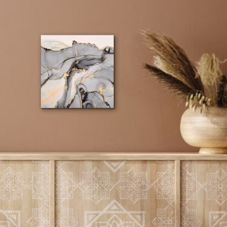 Aluminium schilderij - Marmer - Goud - Grijs — 5