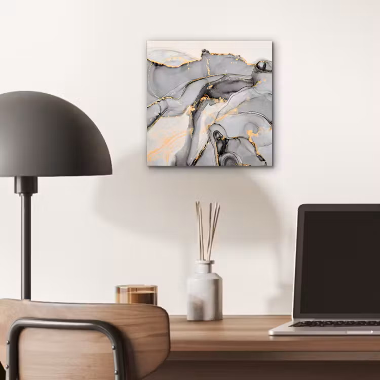 Aluminium schilderij - Marmer - Goud - Grijs — 6