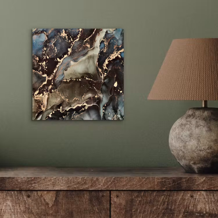 Aluminium schilderij - Marmer - Goud - Groen — 3