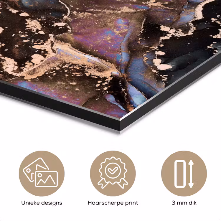 Aluminium schilderij - Marmer - Goud - Rosé — 7