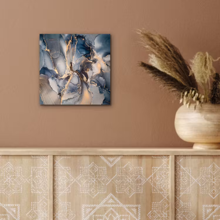 Aluminium schilderij - Marmer - Grijs - Blauw - Luxe - Goud — 5