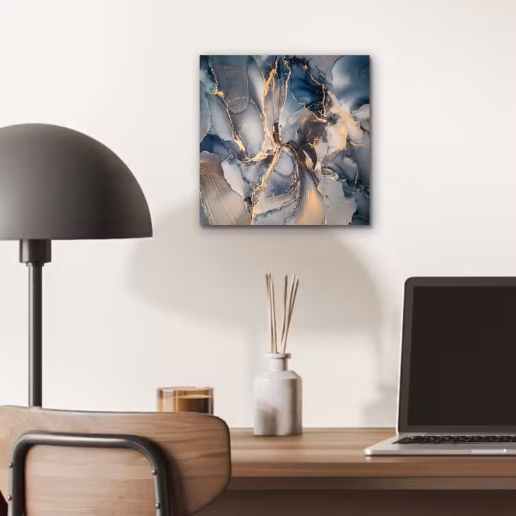 Aluminium schilderij - Marmer - Grijs - Blauw - Luxe - Goud — 6