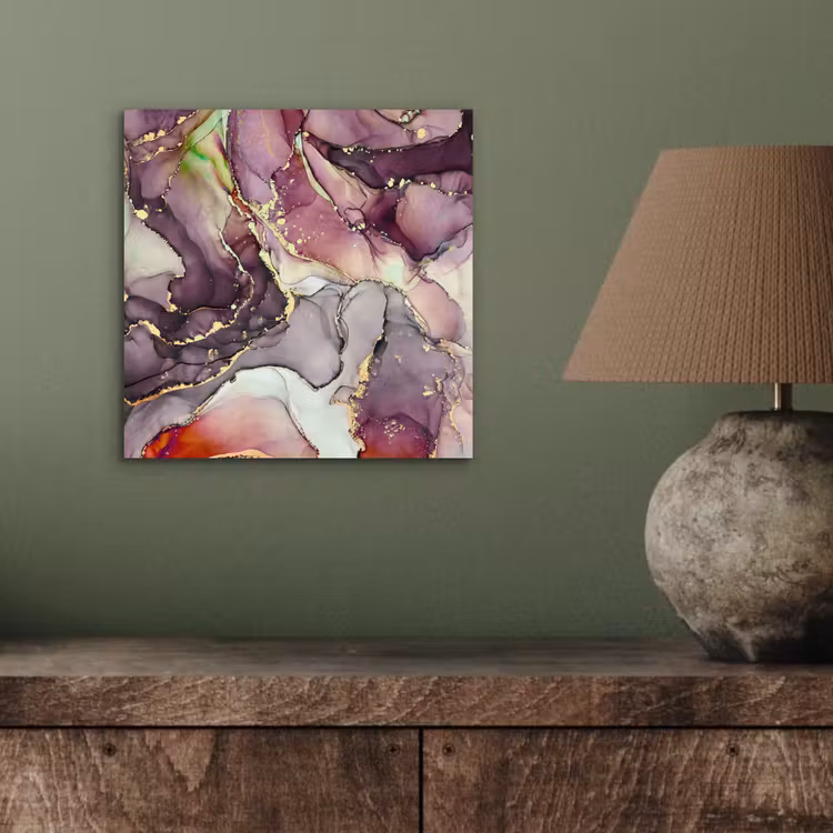 Aluminium schilderij - Marmer - Rood - Paars - Goud — 3
