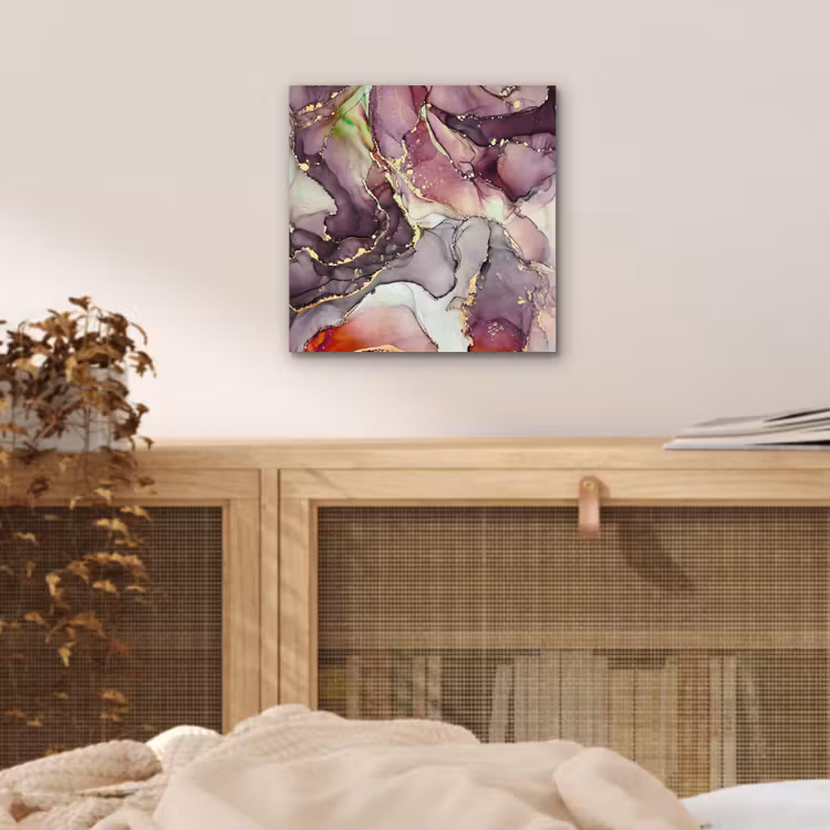 Aluminium schilderij - Marmer - Rood - Paars - Goud — 4