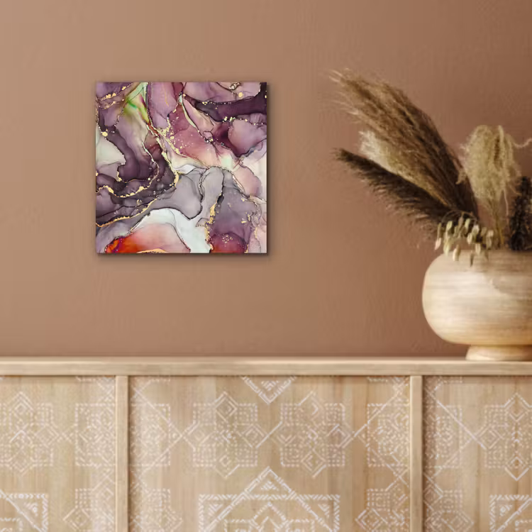 Aluminium schilderij - Marmer - Rood - Paars - Goud — 5