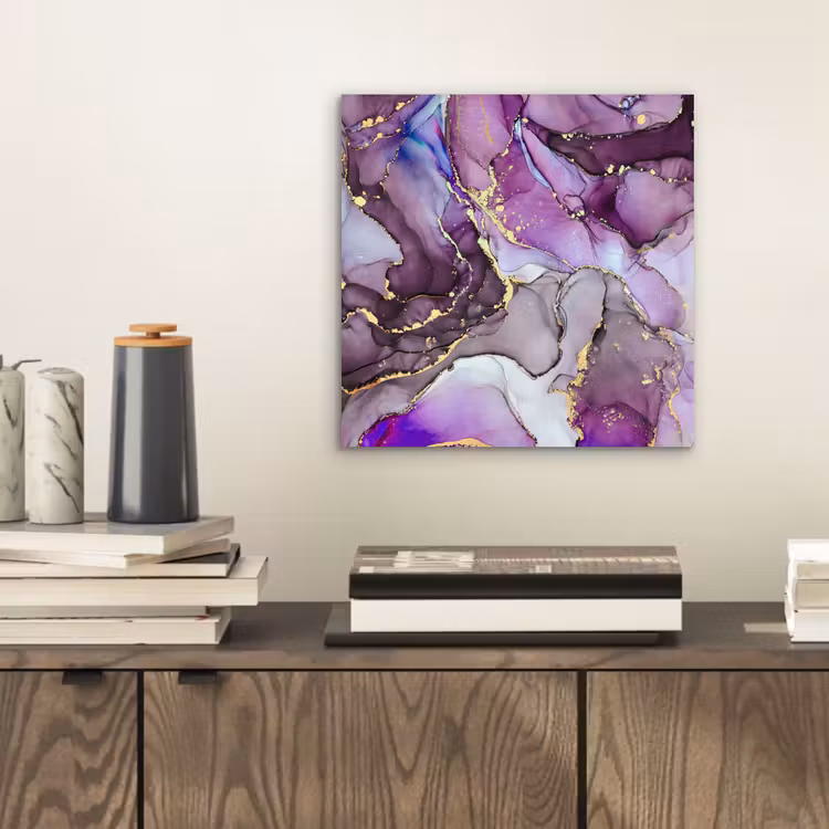 Aluminium schilderij - Marmer - Roze - Paars - Gold — 2