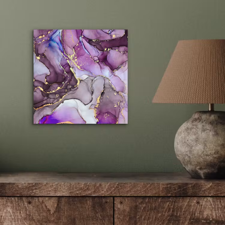 Aluminium schilderij - Marmer - Roze - Paars - Gold — 3